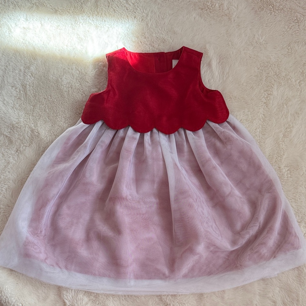 Red and White Scalloped Dress